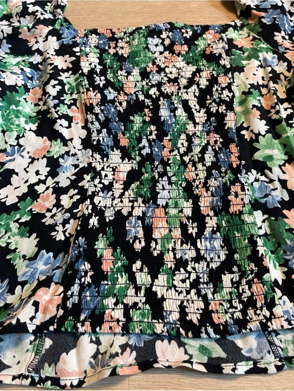 H&M Black Floral Print Puff Sleeve Blouse Shirt Fairy Whimsigoth Cottagecore - Picture 6 of 6